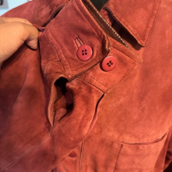 Jhane Barnes Deep Red Leather Jacket | Vintage 90s | Size 44 - Picture 10 of 12